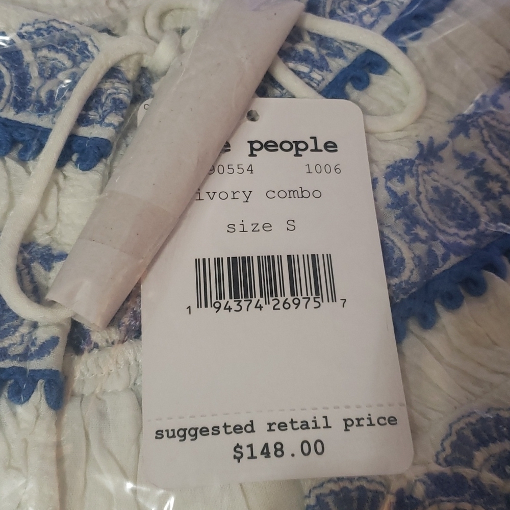 NWT Free People Erin Embroidered Dress Ivory Combo Small S - Picture 7 of 8